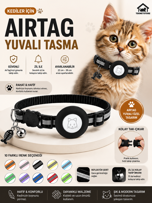 AİRTAG YUVALI ÖZEL TASMA